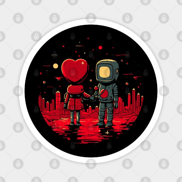 Valentine Robots Magnet by tatadonets